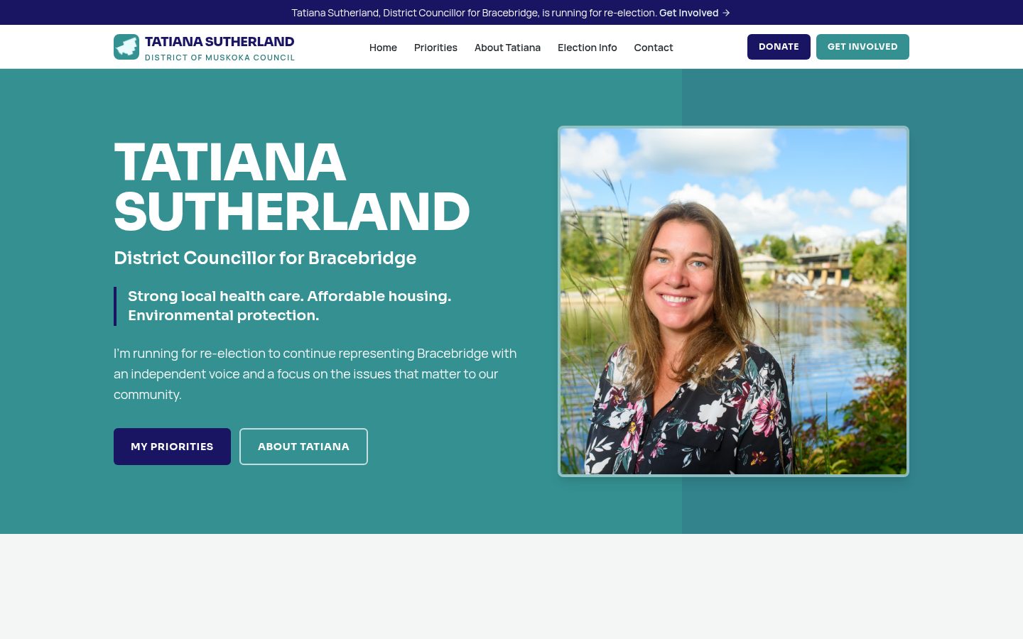 Tatiana Sutherland Municipal Campaign screenshot